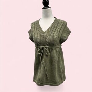Olive Green Knit Babydoll Sweater Top